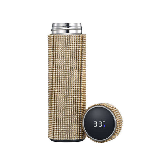 High-Grade Portable Drill Cup sparkling with hand-inlaid diamonds, perfect for coffee and tea on-the-go.