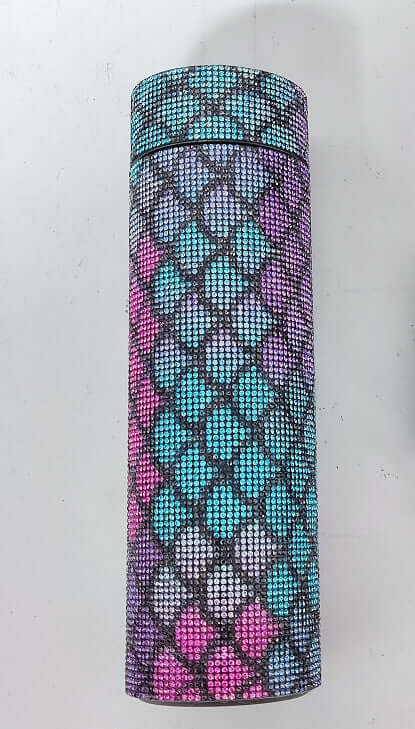 High-Grade Portable Drill Cup with colorful gemstone pattern, perfect for coffee and tea on the go.