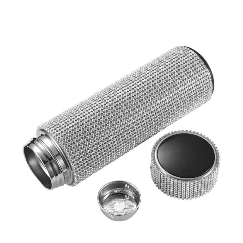 High-Grade Portable Drill Cup with hand-inlaid diamonds, perfect for coffee and tea on the go.