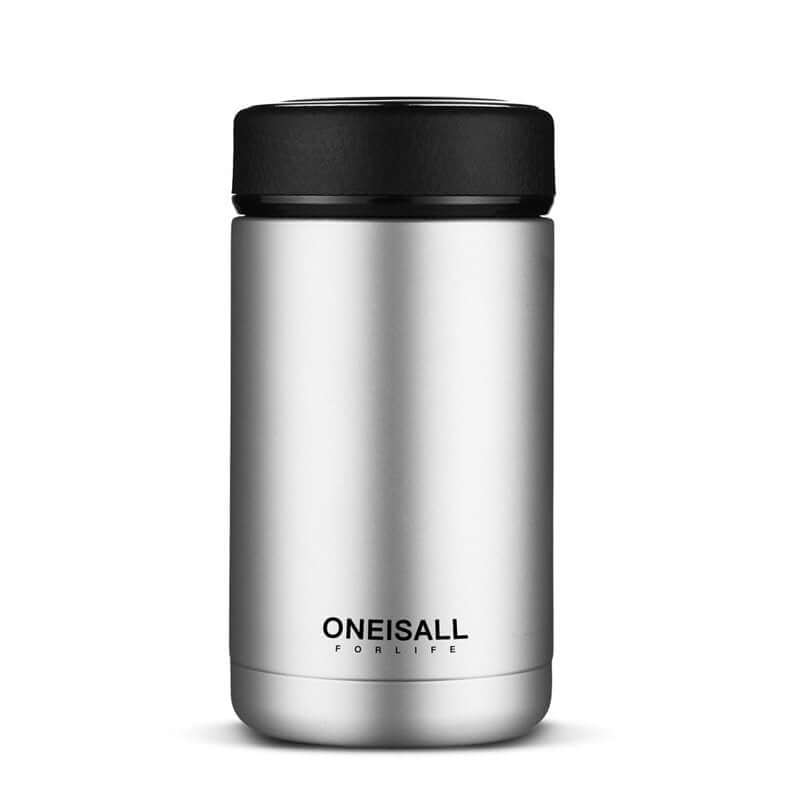 ONE IS ALL Men Insulated Cup Bottle in silver, perfect for keeping beverages at optimal temperature.