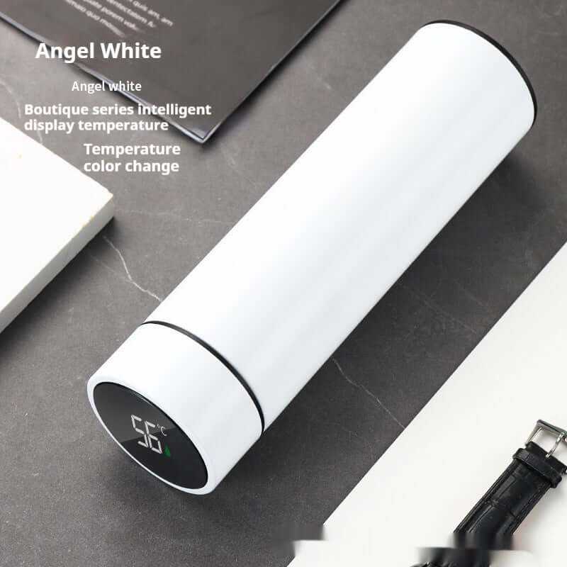 Smart Temperature Display Insulated Bottle in Angel White, showcasing temperature display for hydration on the go.